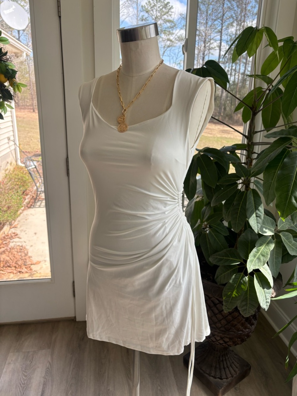 Princess Polly White Ruched Side Mini Dress